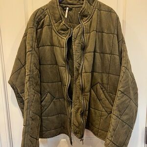Free People Khaki Hooded Jacket